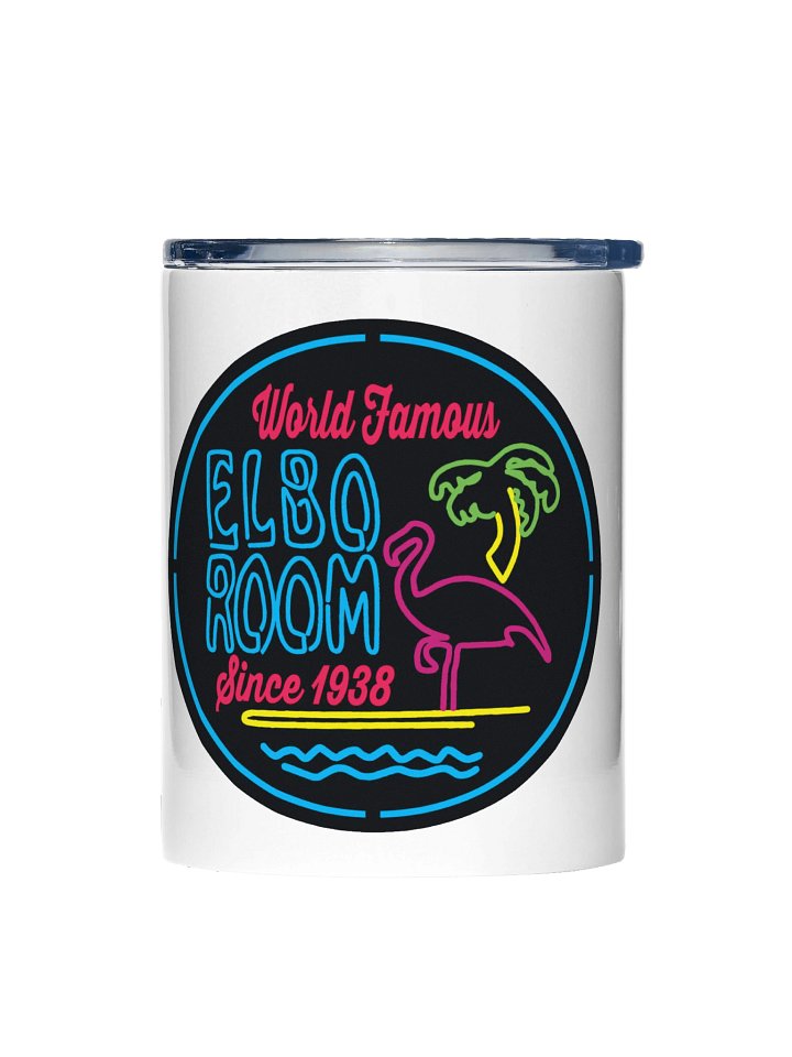 Elbo Room World Famous Neon Flamingo Can Cooler | White Insulated Holder product image (1)