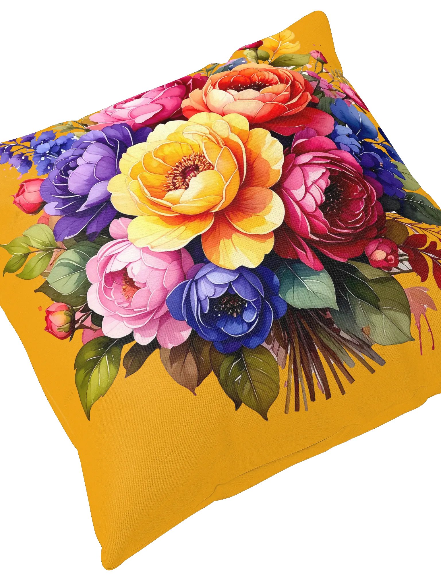 Columbia Road Market Floral All-Over Print Pillow (Orange) product image (2)