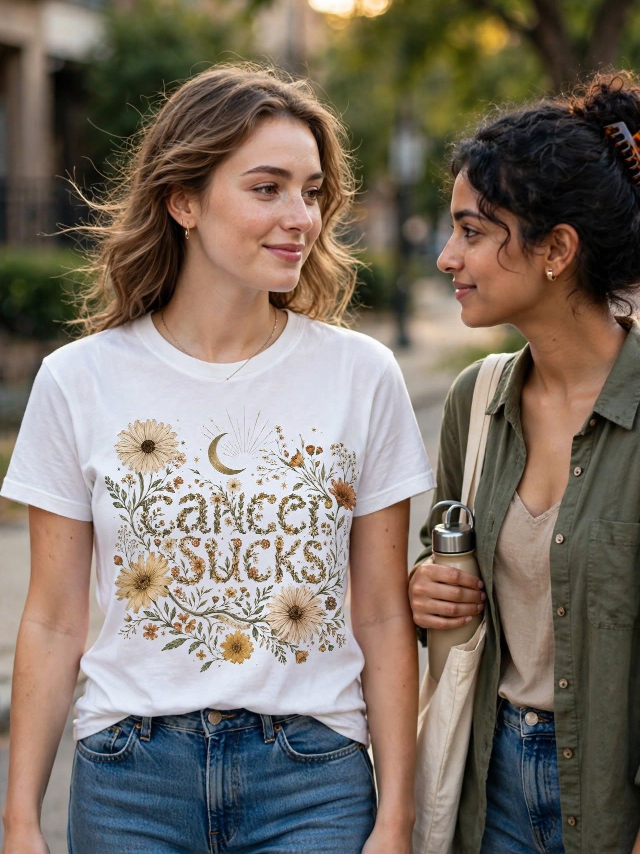Garden Soul Floral Typography Tee- Cancer Sucks Tee product image (3)