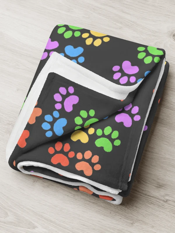 All Around Paw Prints Rainbow Throw Blanket product image (3)