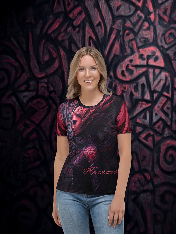 Noctara: Crimson Shade Gothic Fantasy All-Over Print T-Shirt product image (1)
