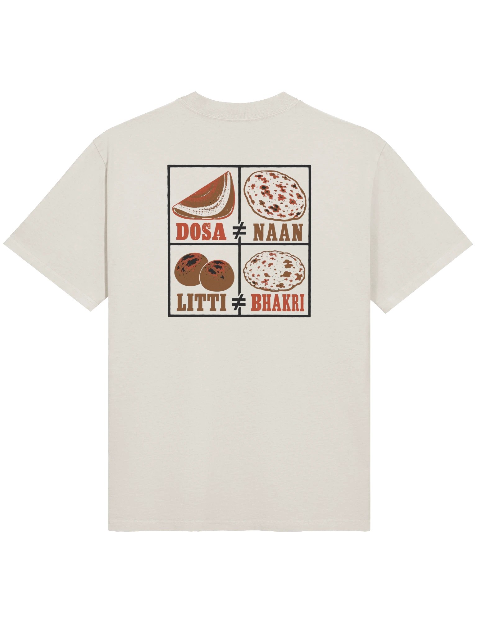 Dosa ≠ Naan ≠ Litti ≠ Bhakri (Oversized Faded Tee, Back Print) product image (2)