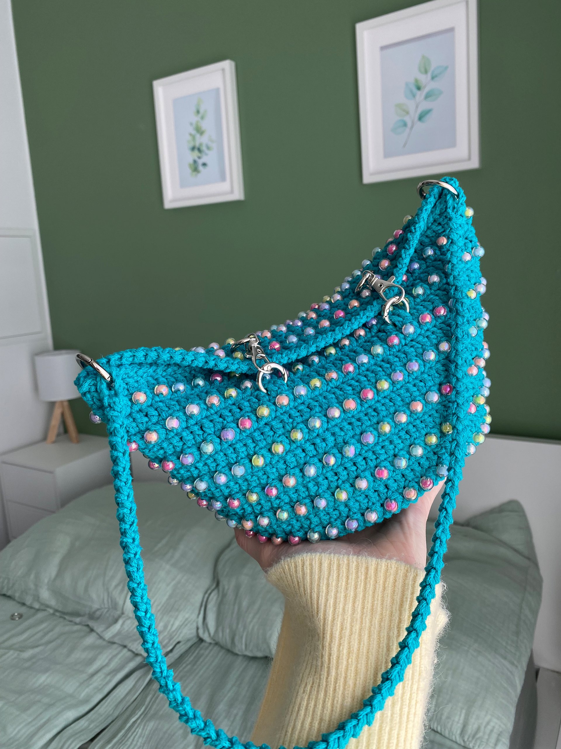 Crochet Pattern Beaded Bag, DIY English video tutorial (PDF pattern) product image (10)