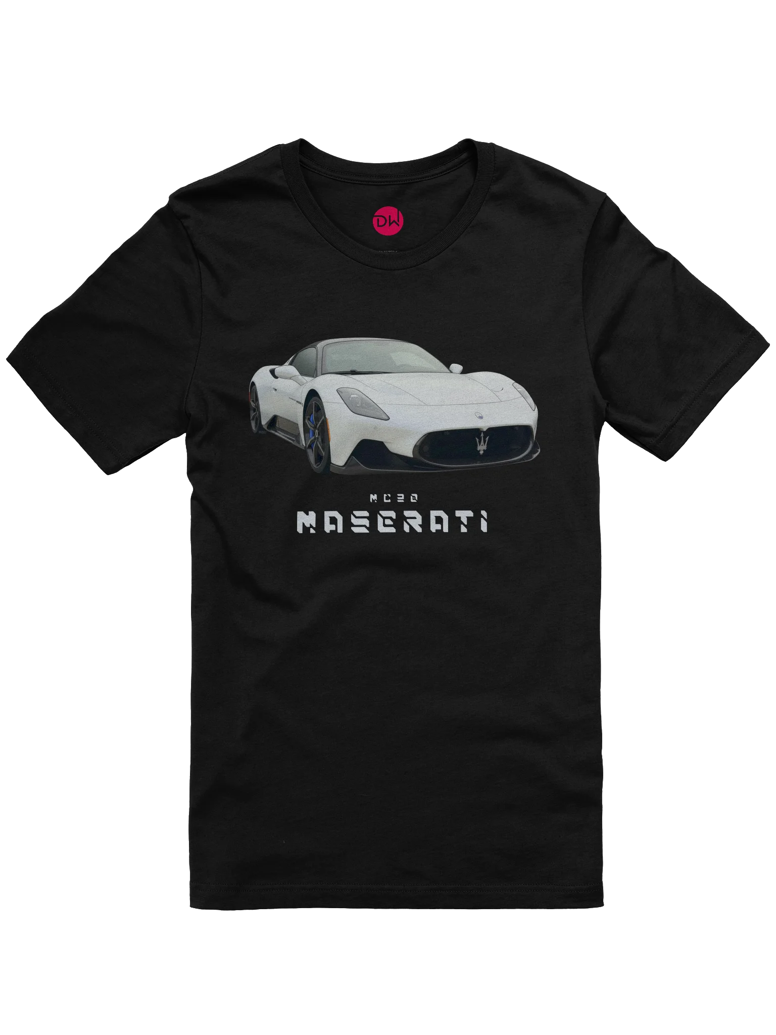 White Maserati MC20 Shirt (Retro, Sketch, Silhouette) product image (7)