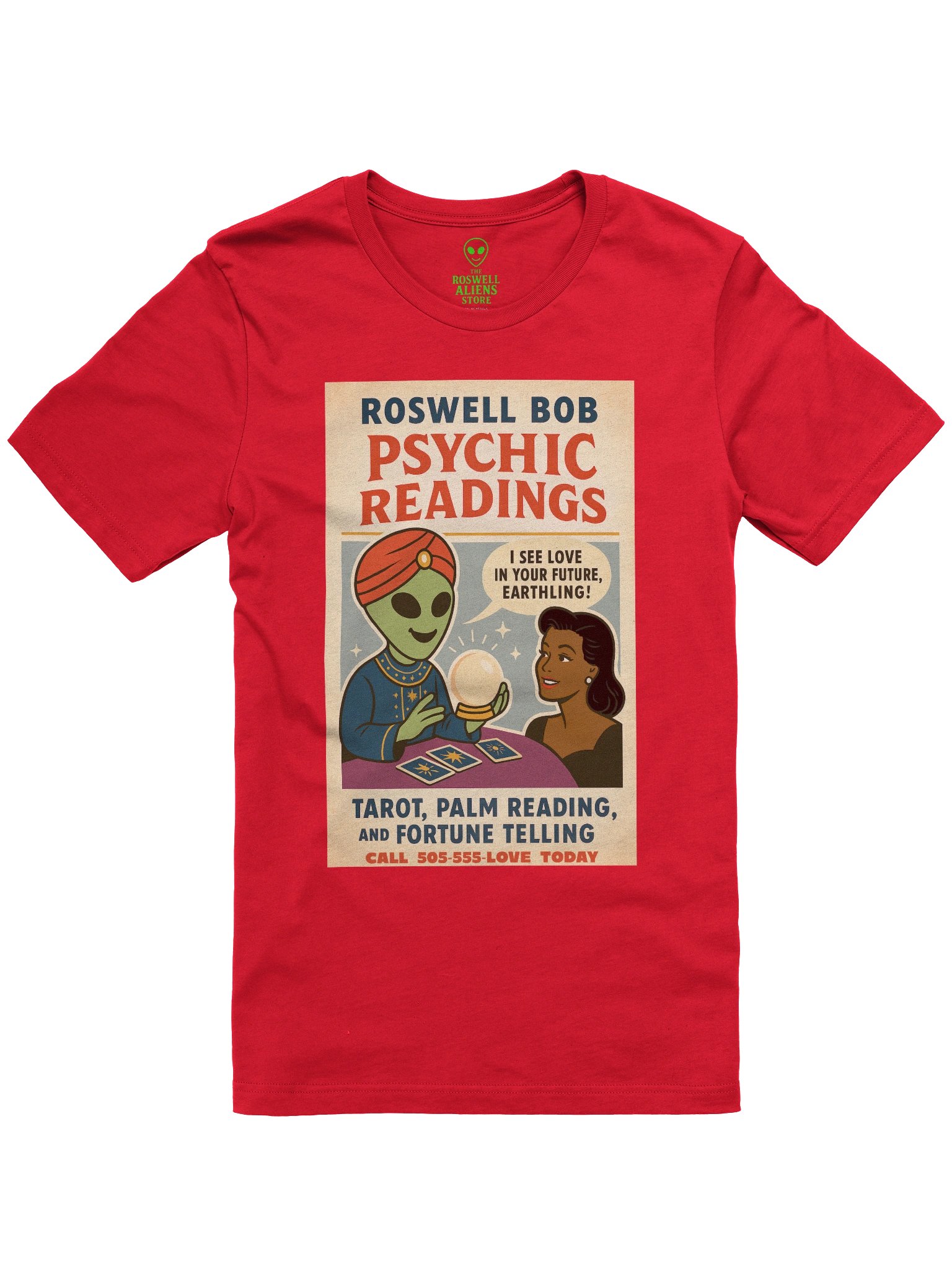 Psychic Readings Brunette Woman Roswell Aliens 1950's Retro Concert Tee Fit Unisex T-Shirt product image (37)