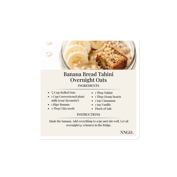 Banana Bread Tahini Overnight Oats Recipe Magnet product image (1)