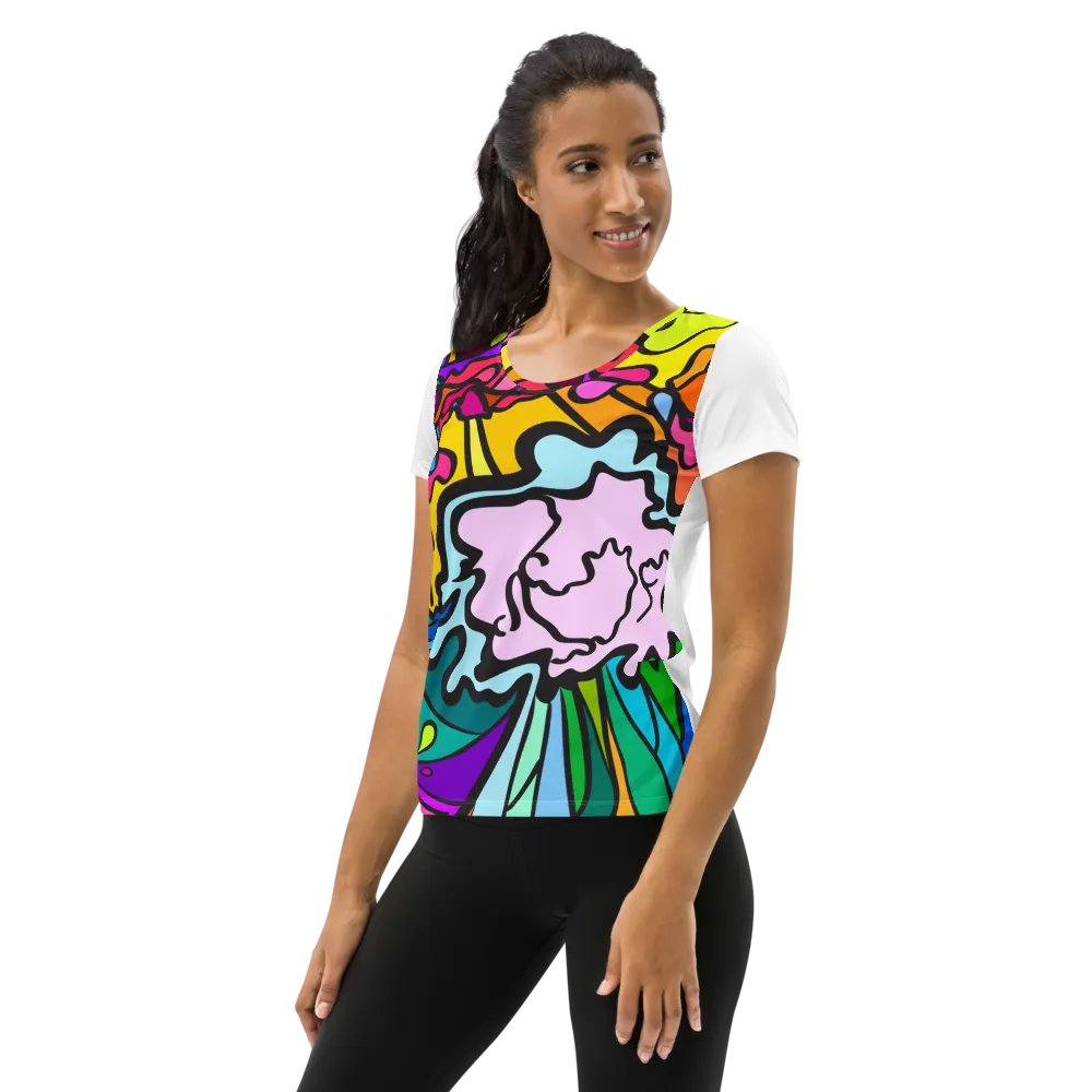 Vibrant Swirls Women's Athletic Tee - Wave at Sunset product image (3)