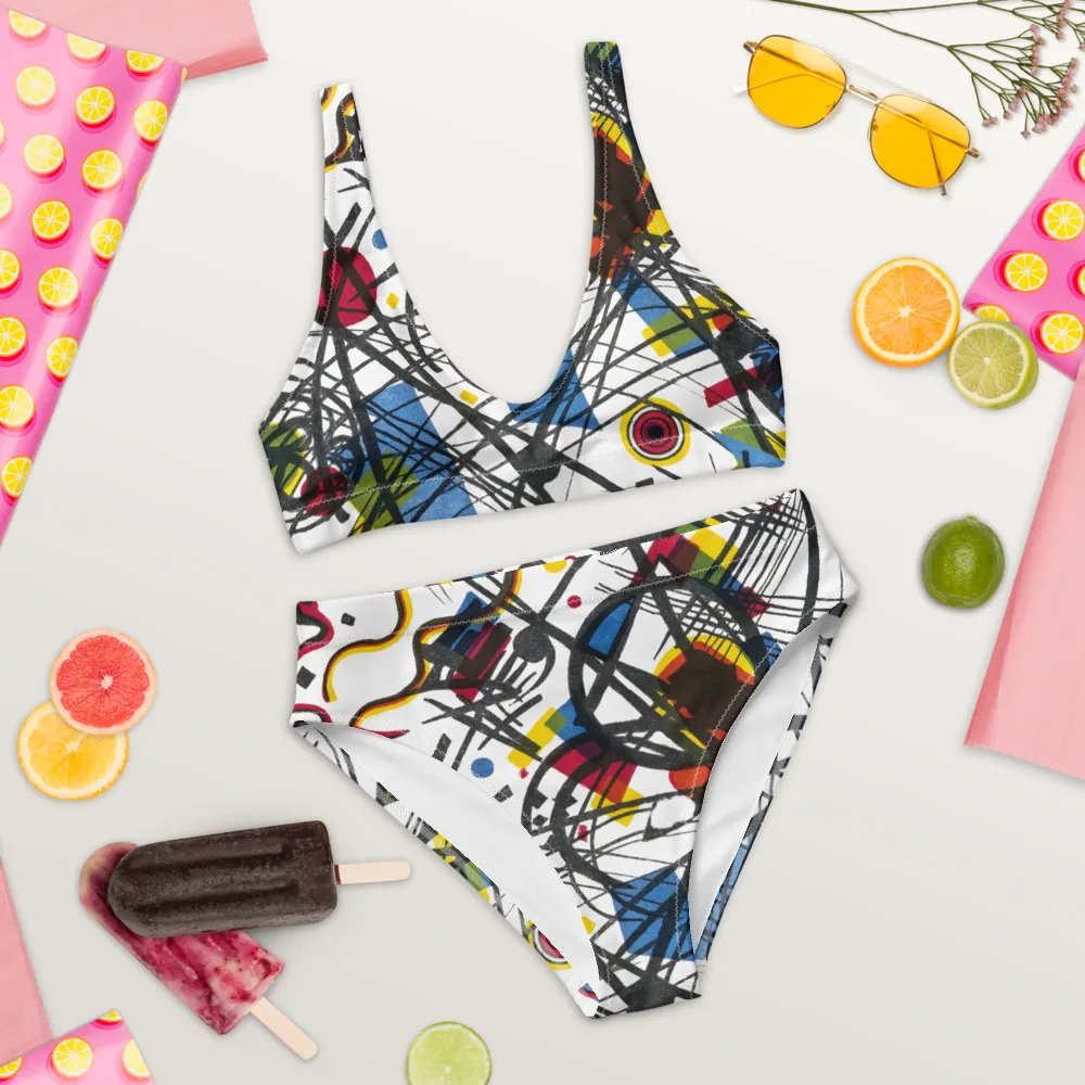 Abstract Lithographic Pattern Design High Waisted Bikini - V3 product image (9)