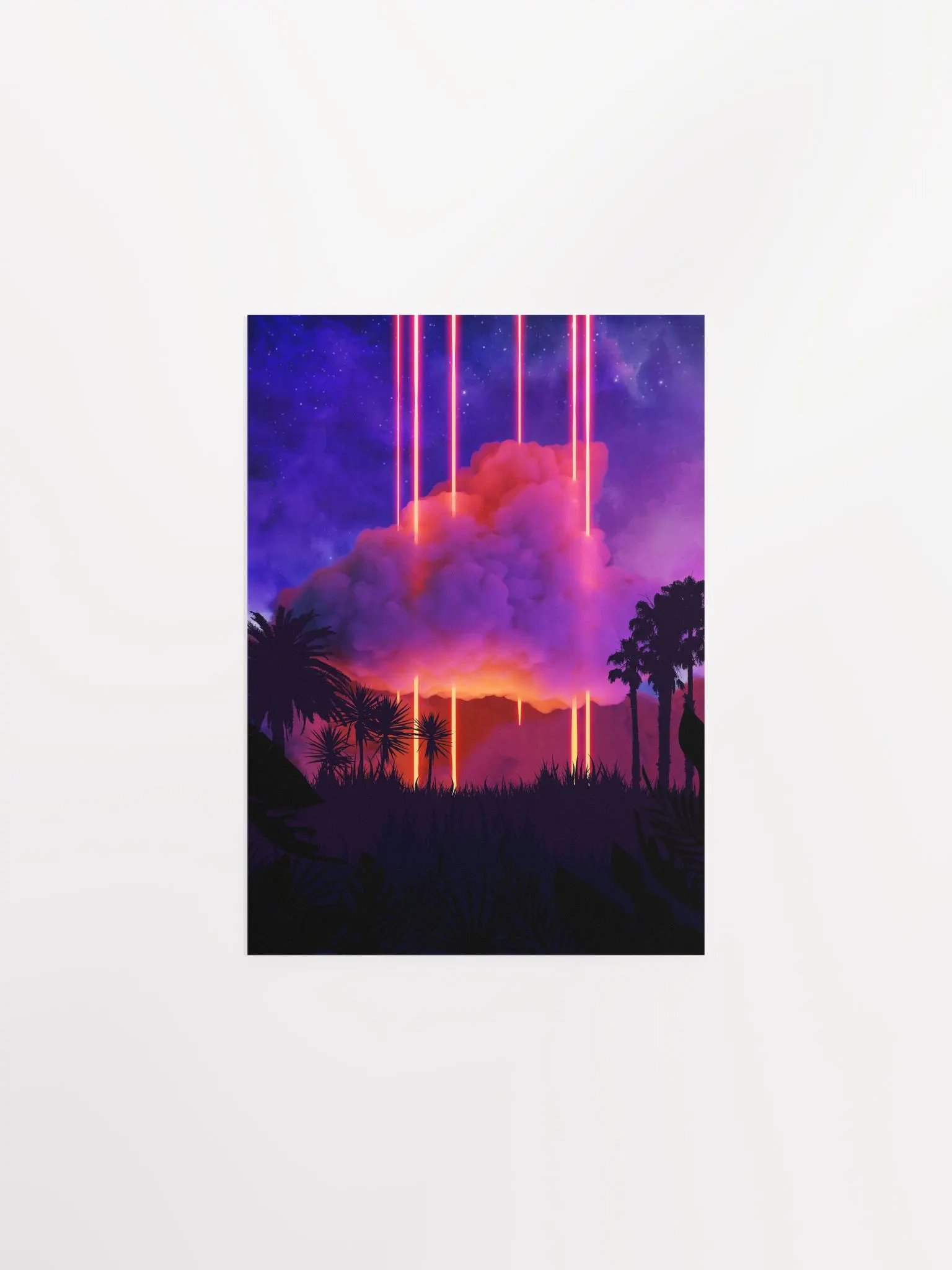 Neon palms landscape: Cloud [synthwave/vaporwave/cyberpunk] — Aesthetic retrowave poster product image (7)