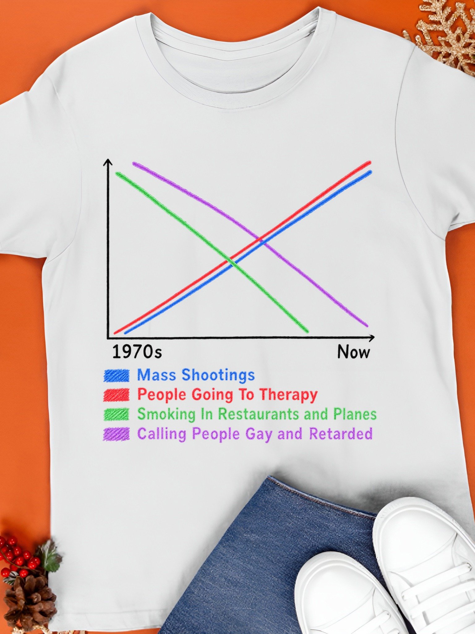 1970s vs Now Chart Social Commentary Shirt product image (1)