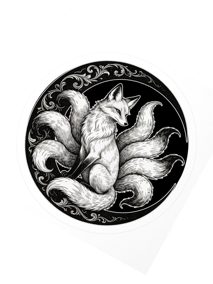 Kitsune Ornate Moon Kiss Cut Sticker product image (6)