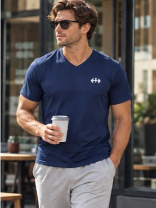 His House Mens Performance V-Neck T-Shirt - Navy by His House