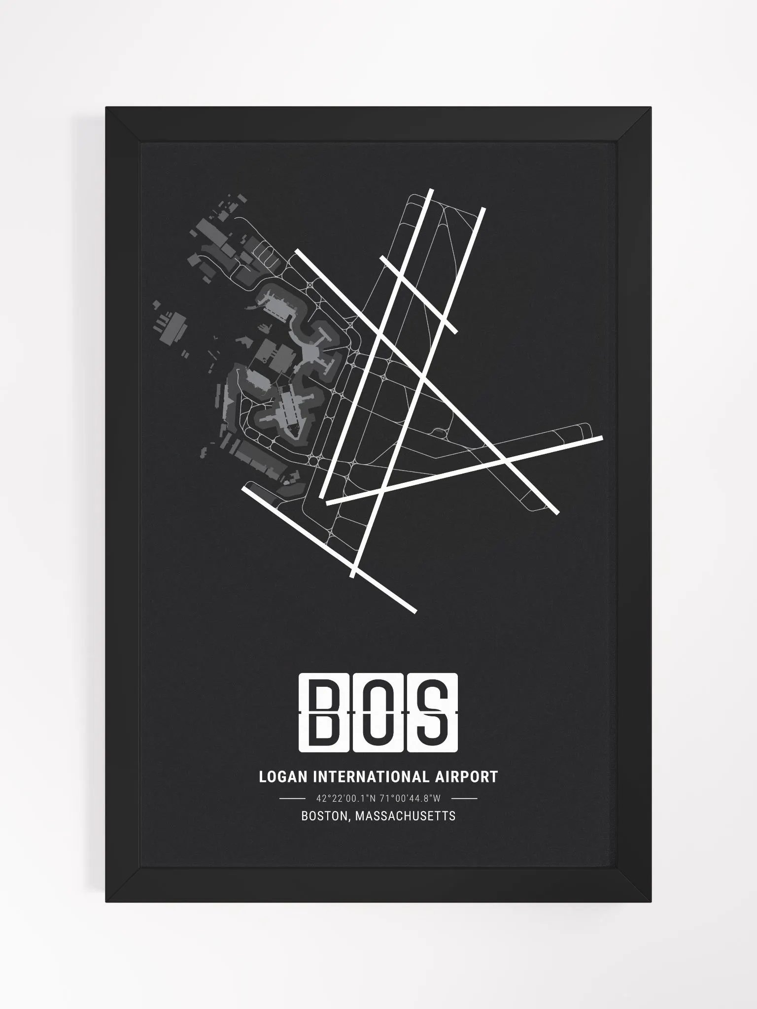 Framed Airport BOS Premium Map On Matt Paper product image (1)