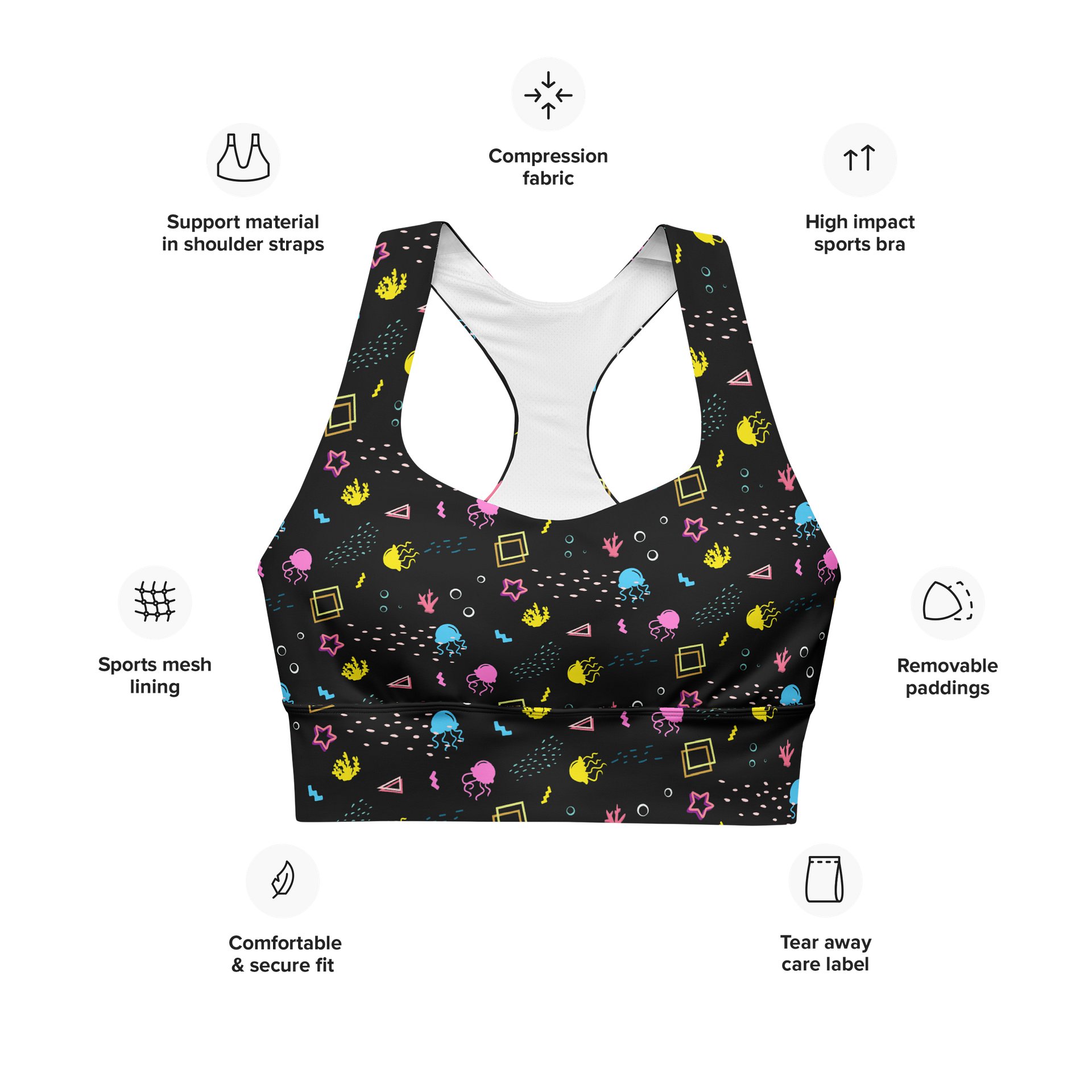 Shifty Seas dark pattern sports bra product image (7)