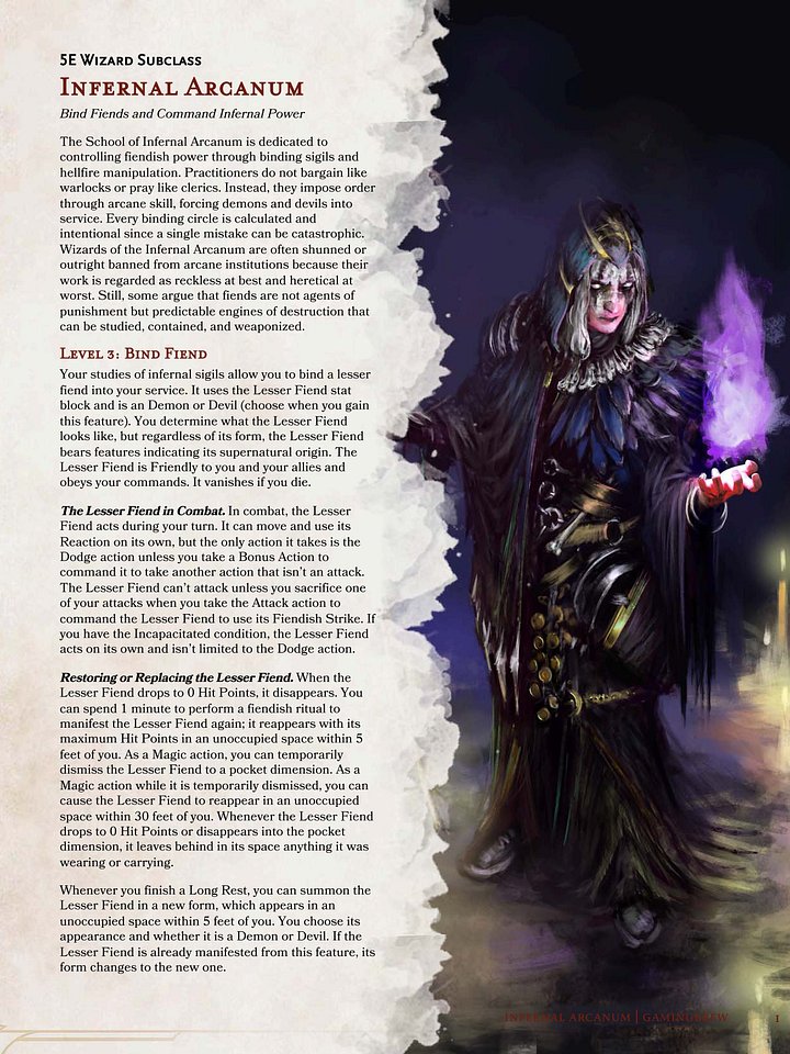 Infernal Arcanum | 5.5E Wizard Subclass product image (2)