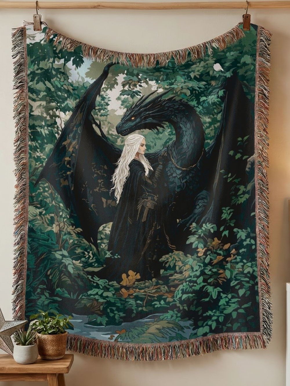 Daenerys & Dragon Woven Throw Blanket – Game of Thrones Home Decor product image (3)