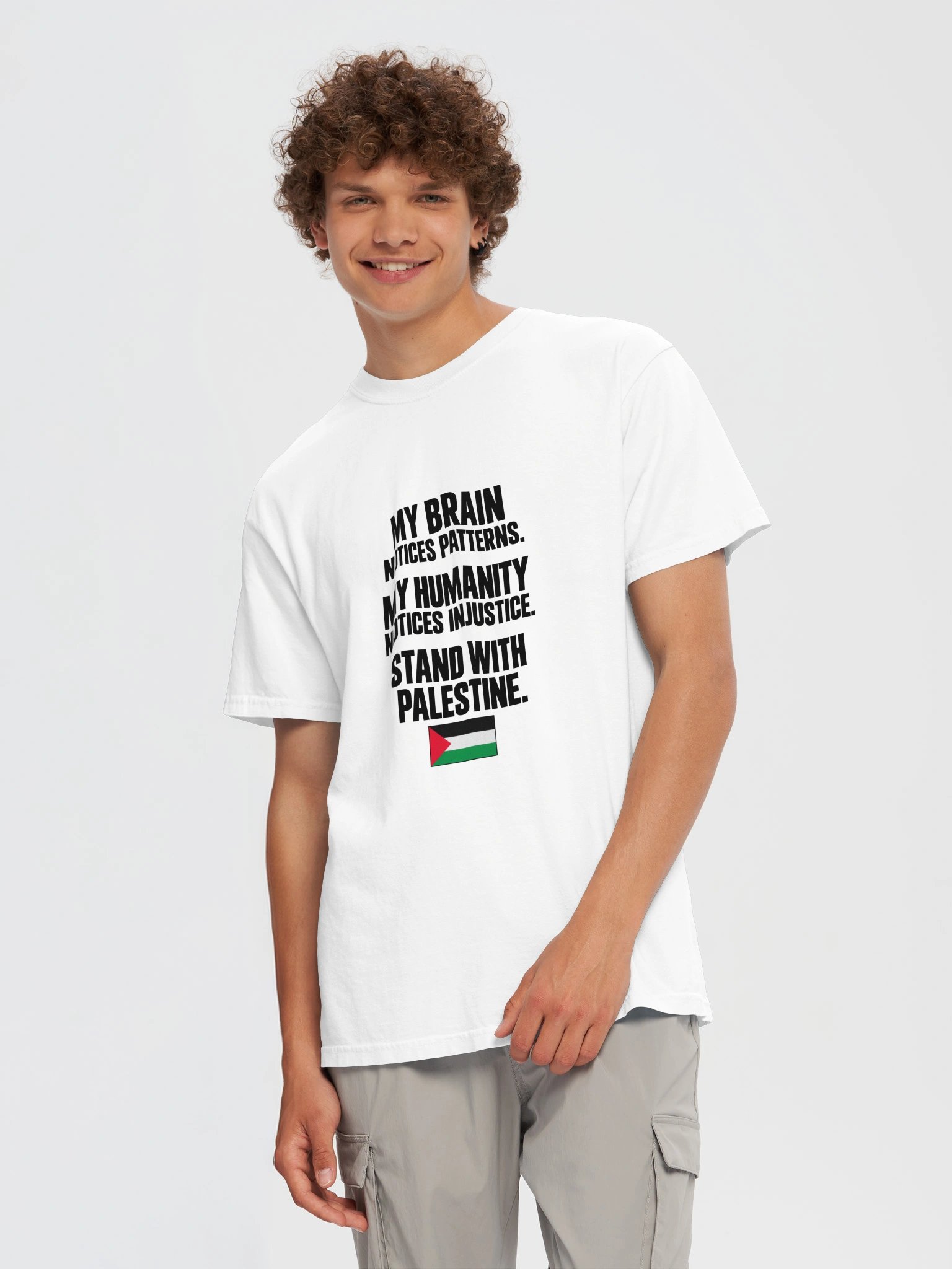 My Brain Notices Patterns, My Humanity Notices Injustice T-Shirt white🇵🇸 product image (9)