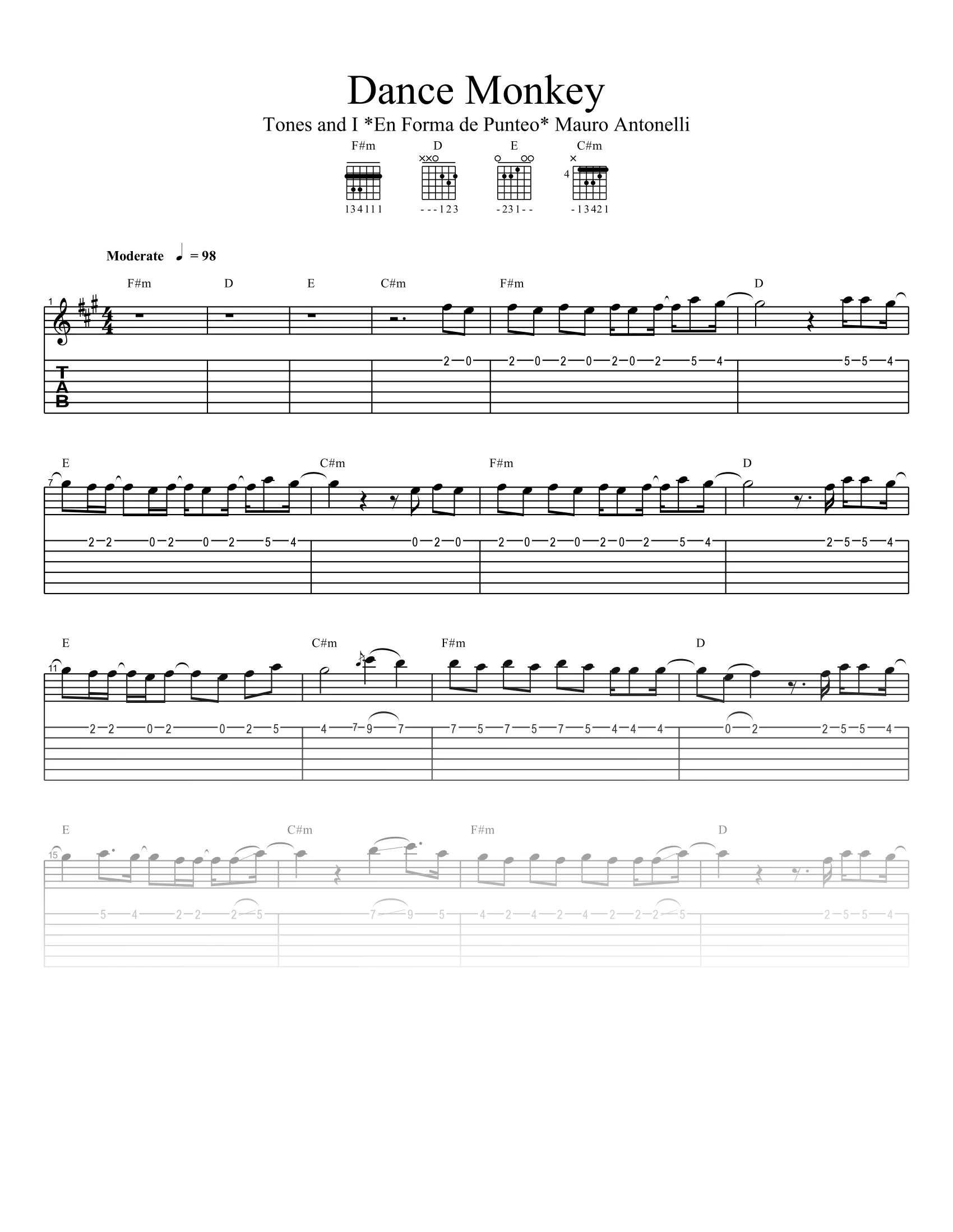 Dance monkey - Partitura + Tabs + Acordes product image (1)