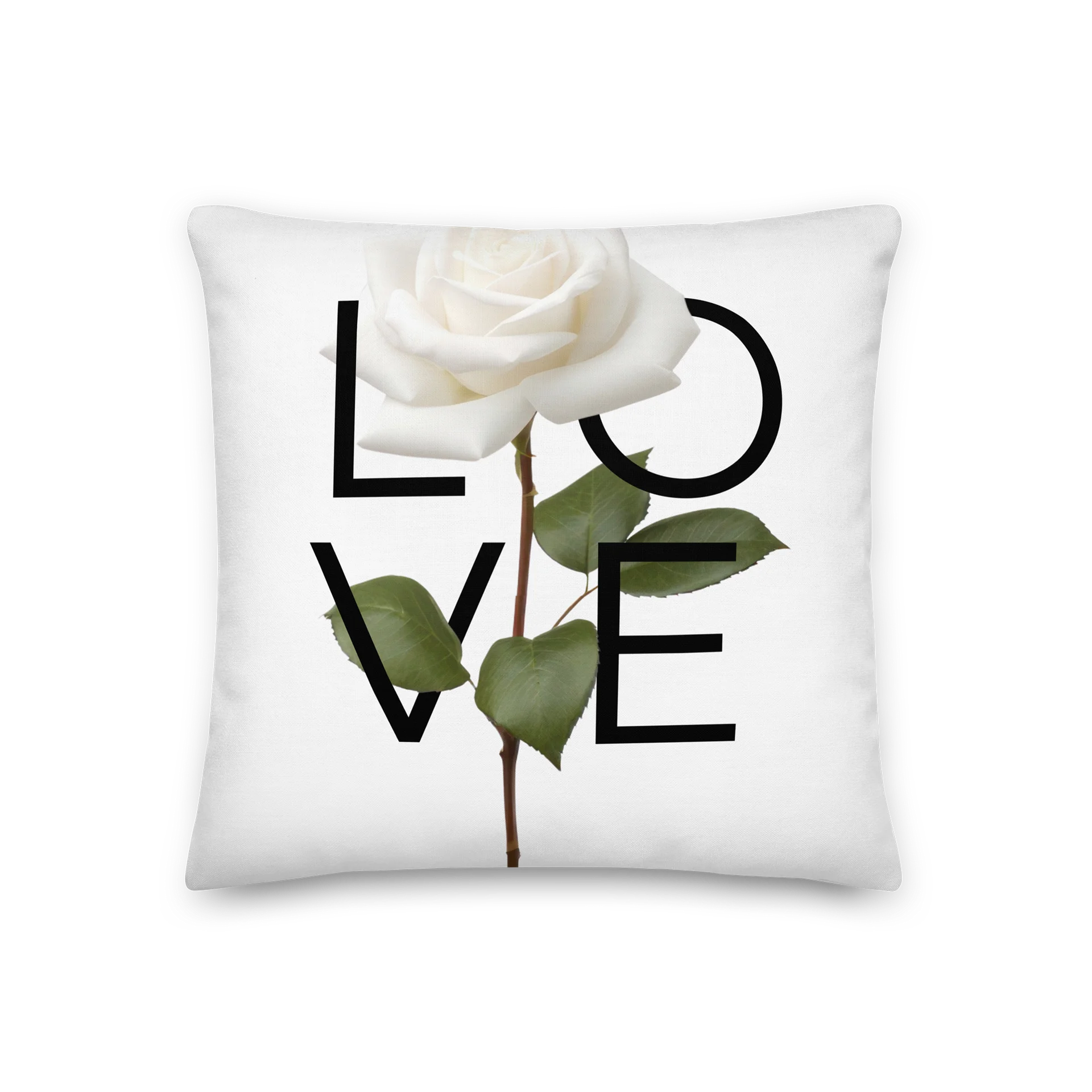 'LOVE' White Rose Decorative Pillow product image (1)