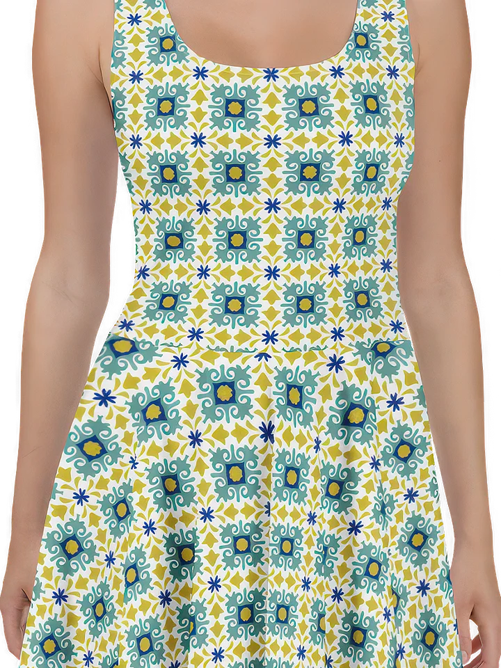 Mediterranean Mosaic Dress | Cyan Blue & Mustard product image (2)