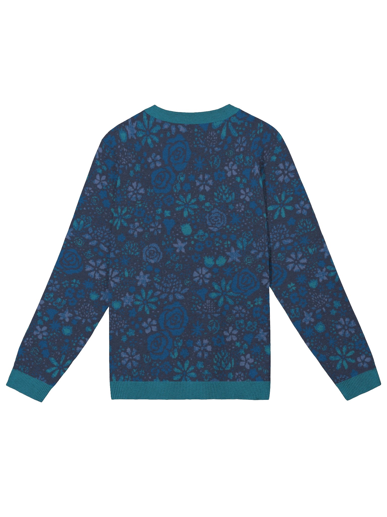 Blue Floral Pattern Knit Sweater product image (2)