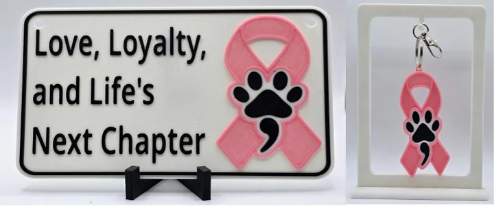 🩷 Pink Awareness Ribbon Bundle | Ribbon Sign + Keychain product image (1)