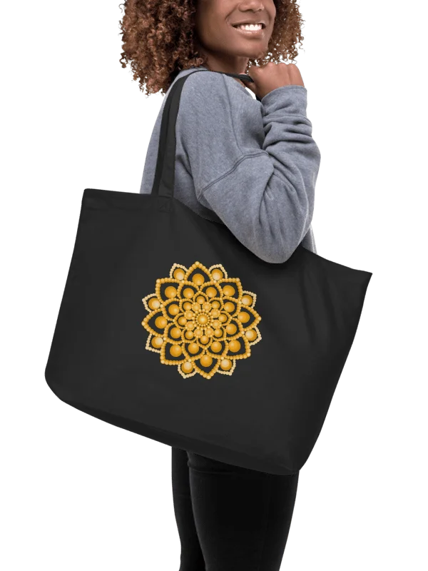 Orange Flower Mandala Organic Cotton Tote Bag product image (2)