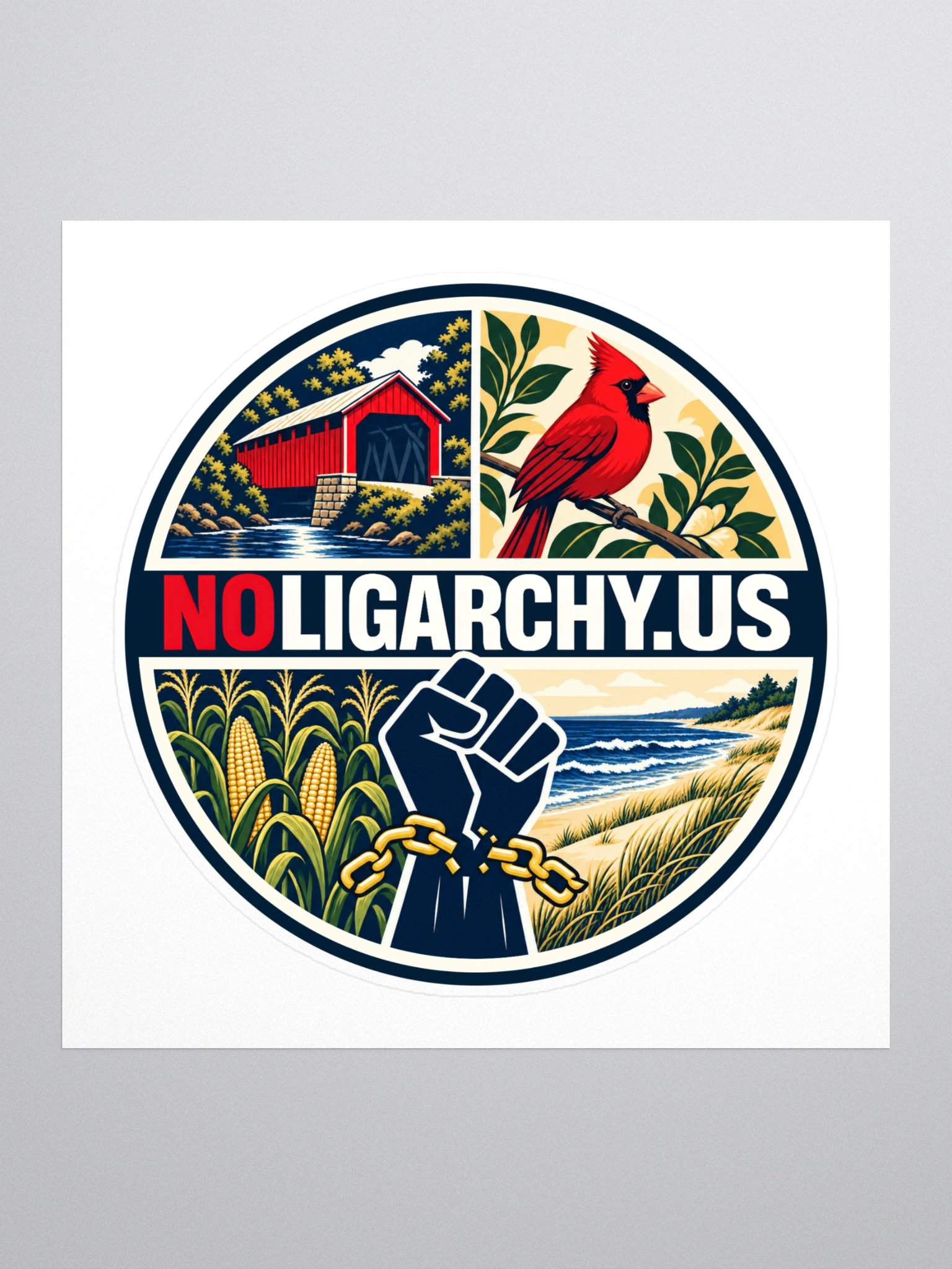 Indiana NOLIGARCHY.US sticker product image (1)