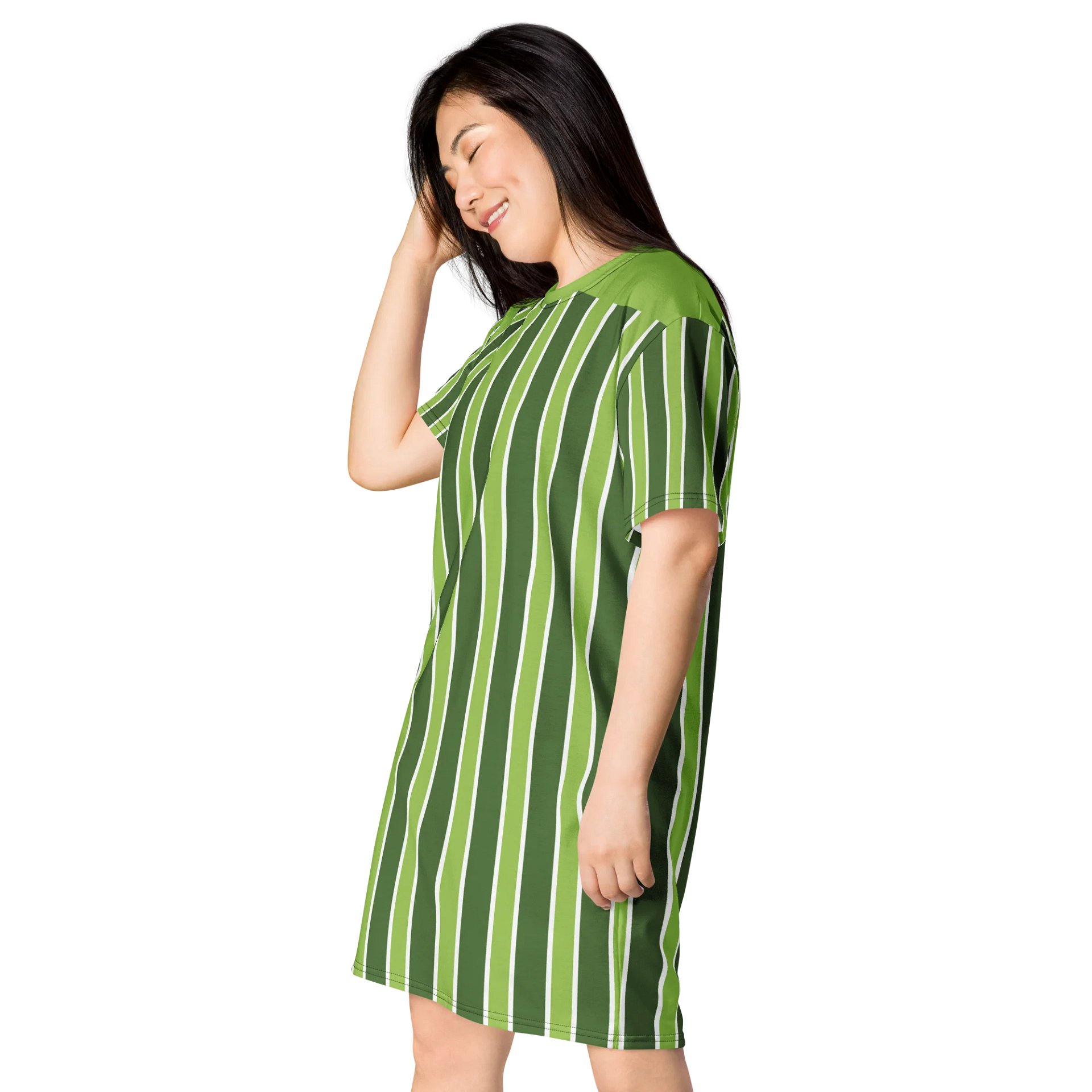 Exclusive Lime Green Striped Oversized T-Shirt Dress | TDS Music product image (3)