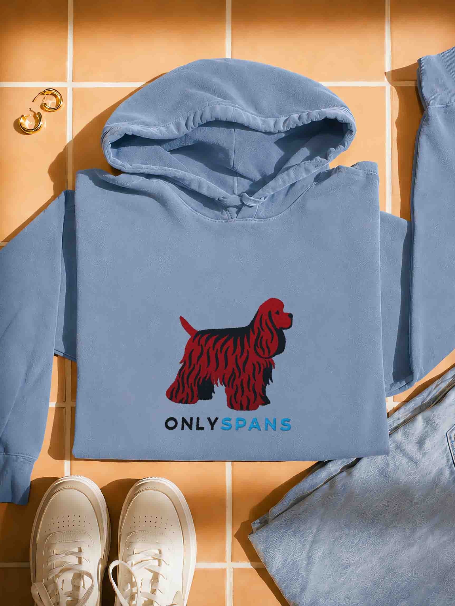 Only Spans Premium Hoodie (Embroidered) of an American Cocker Spaniel(Liver) product image (1)