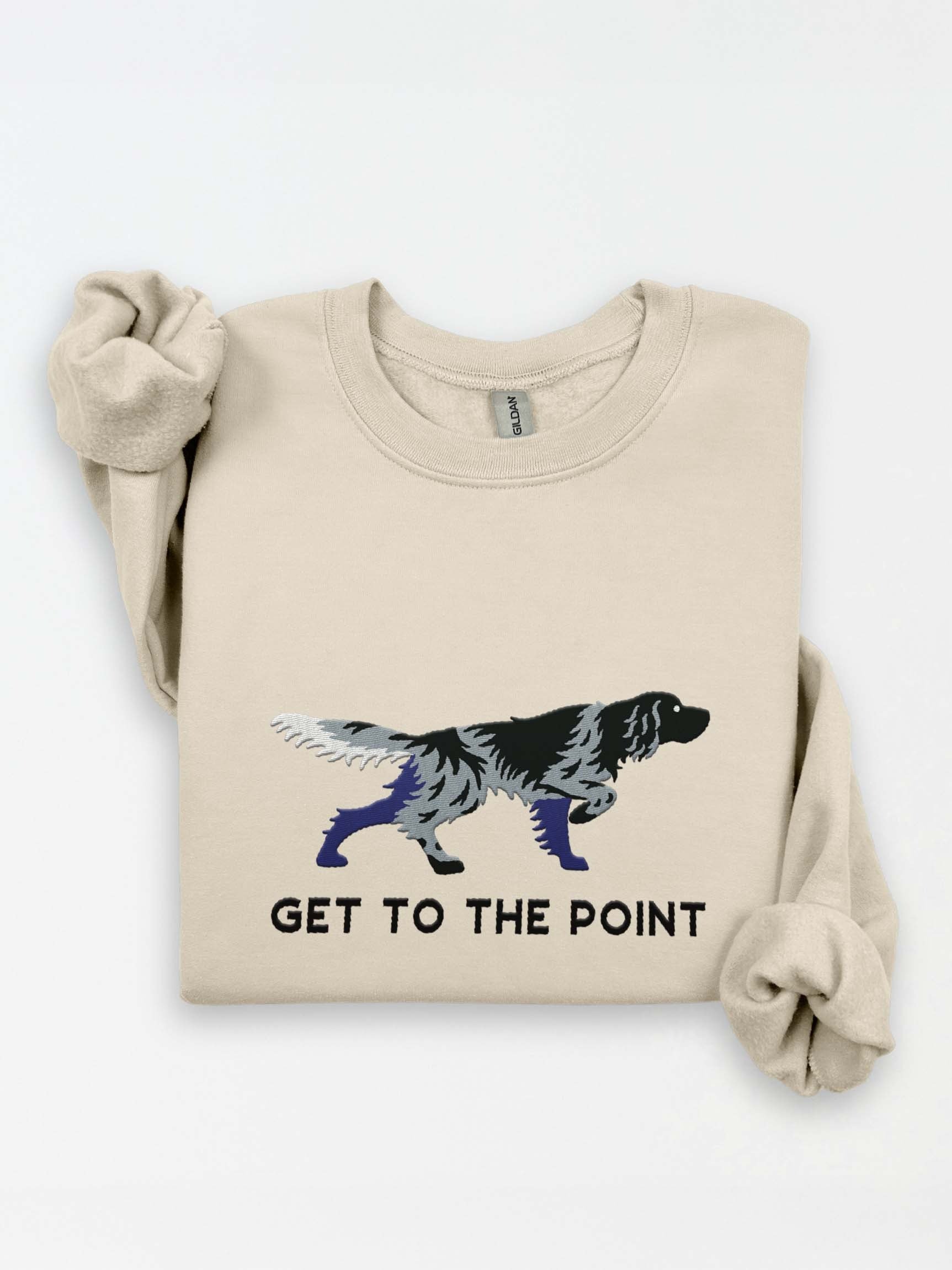 Get to the Point Sweatshirt (Embroidered) of a Large Münsterländer(Blue Roan) product image (1)