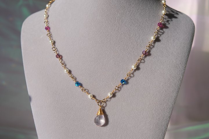 Bi pride - Rose quartz pendant necklace product image (2)
