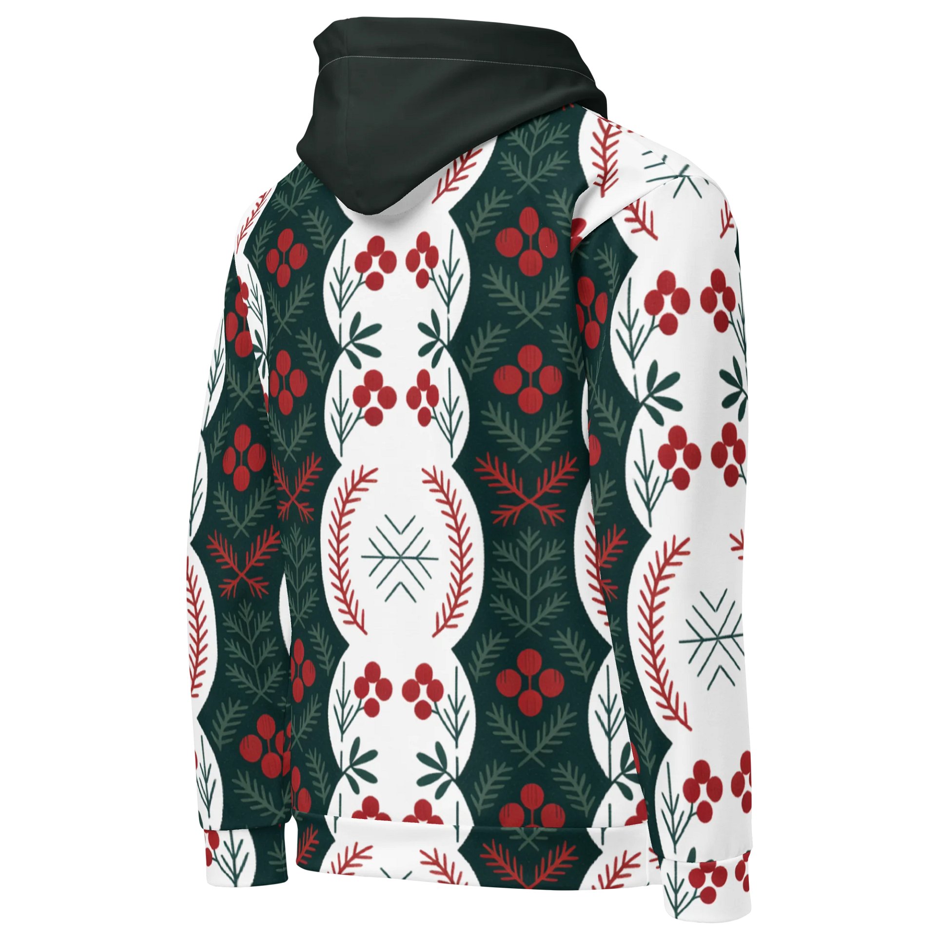 Festive Folk Art Hoodie – Holly & Pine Edition white product image (7)