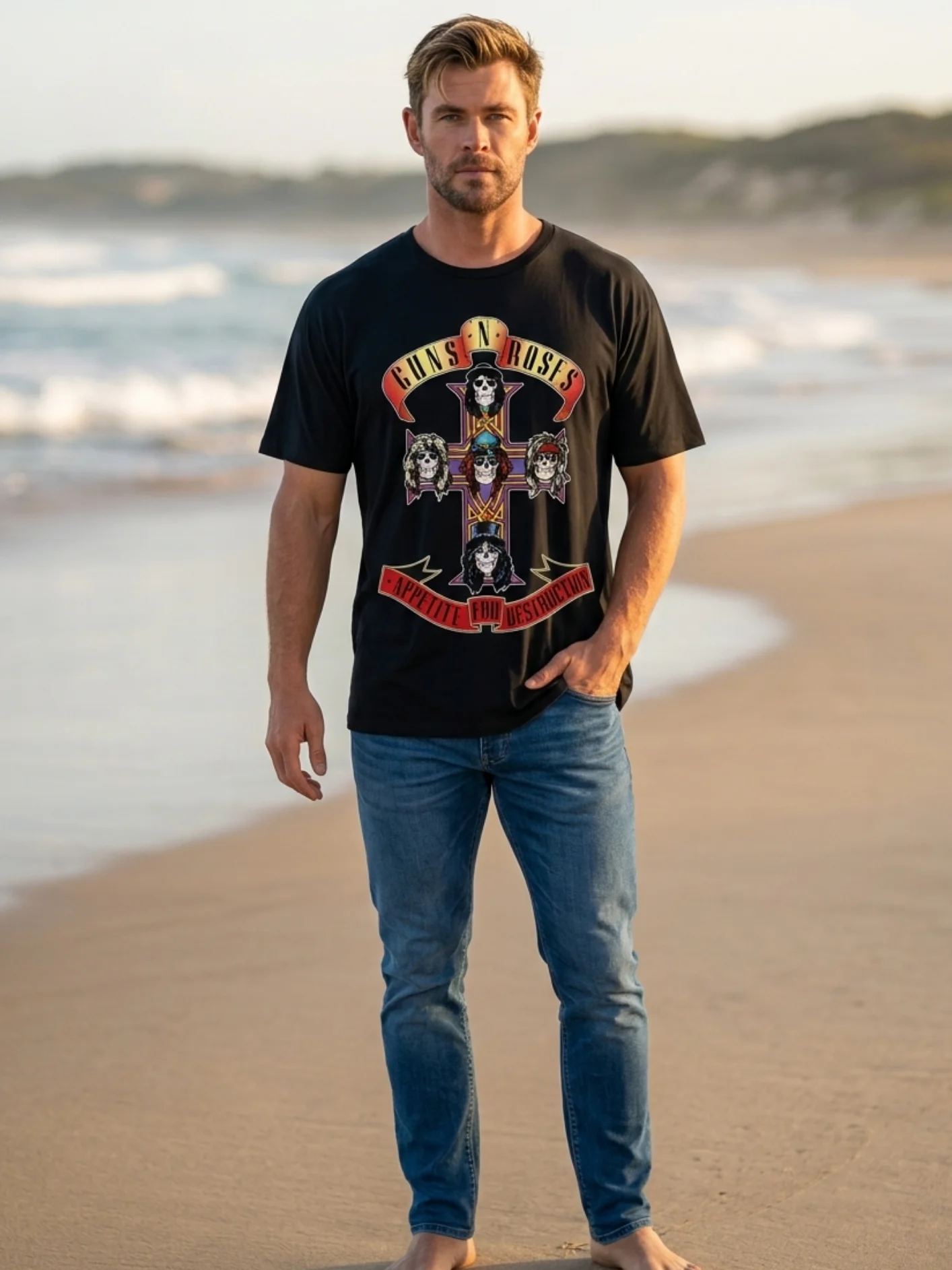 Guns N Roses Appetite For Destruction T-Shirt Skull Cross | Black Vintage 1987 Hard Rock Graphic Tee | Classic Rock Collector Shirt product image (4)