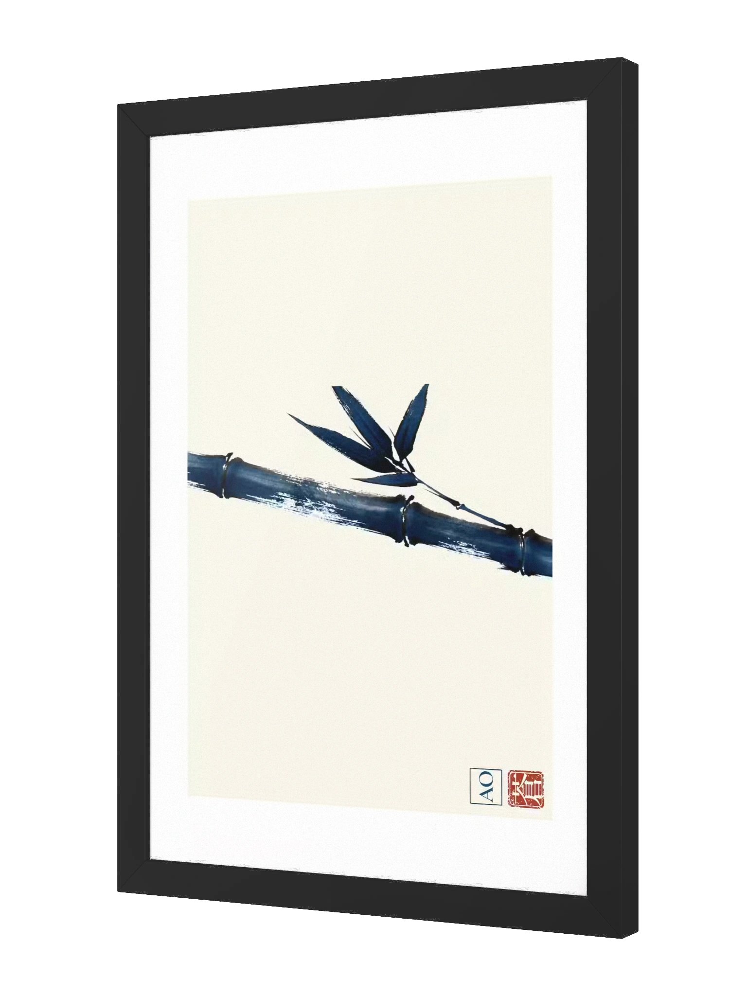 Japanese Ink Art Print | Indigo Bamboo No.06 | Framed Wall Art - AO Japan Blue product image (2)