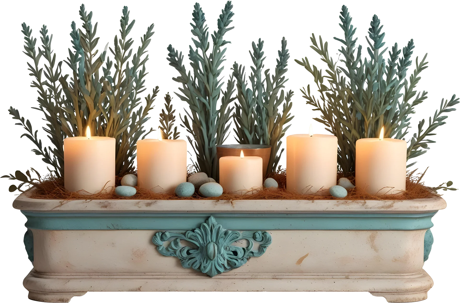 Provence-Inspired Candle and Floral Arrangements, PNG product image (1)