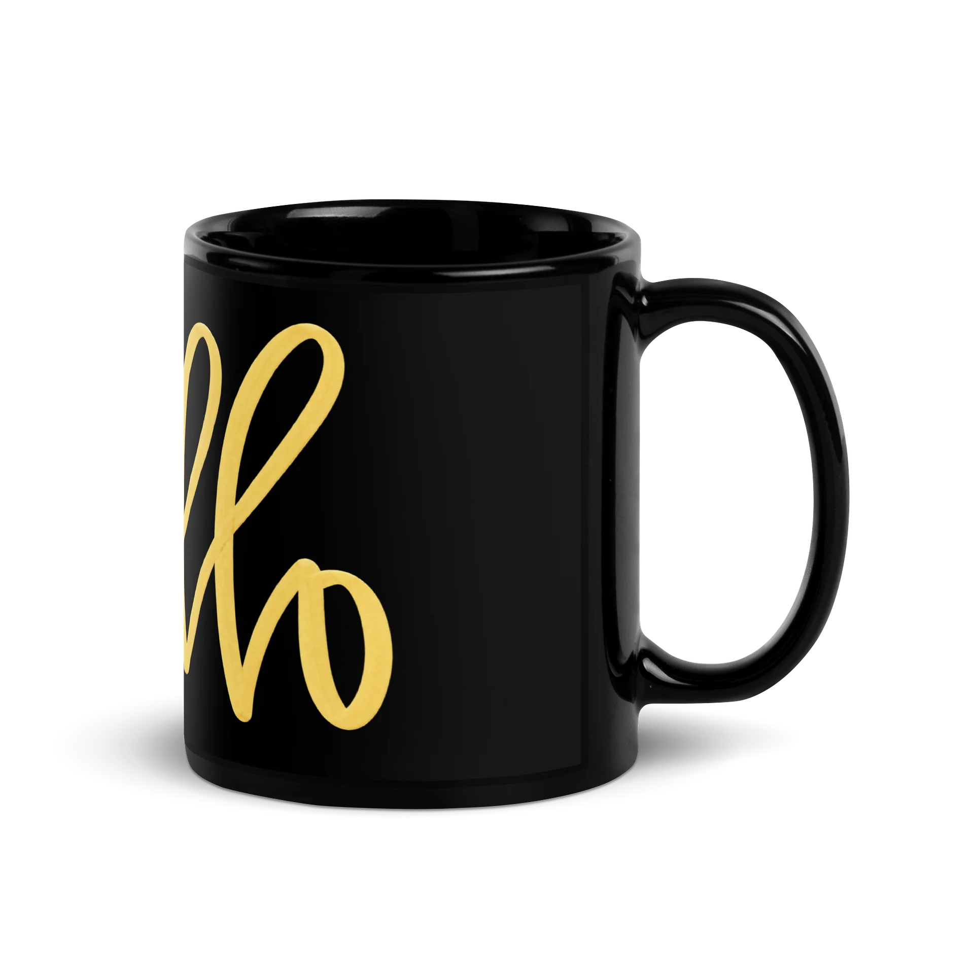 AK’s Hello! — Soft Golden Yellow on Black - Mug product image (3)