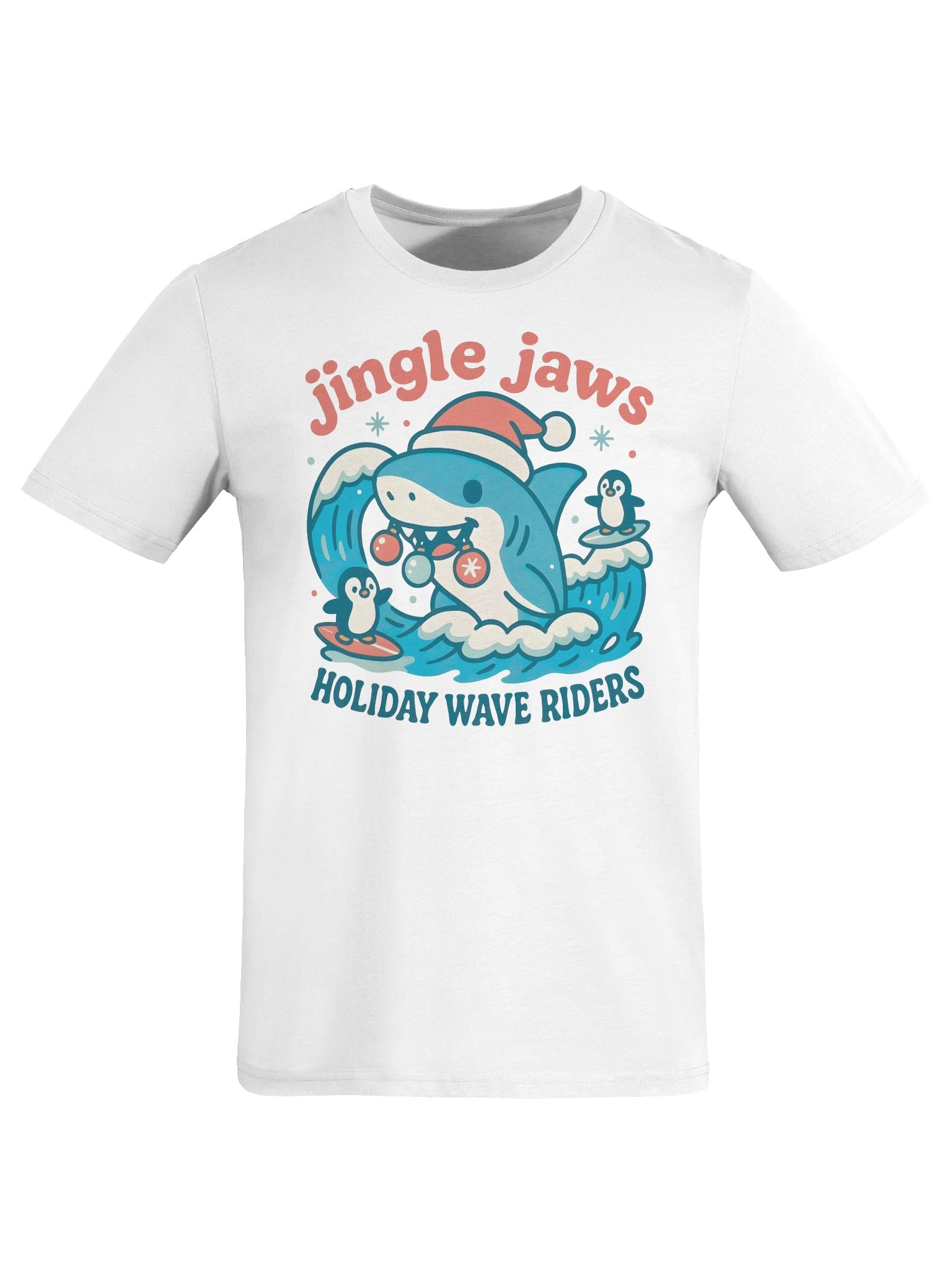 Jingle Jaws Holiday Wave Riders Organic T-Shirt product image (7)