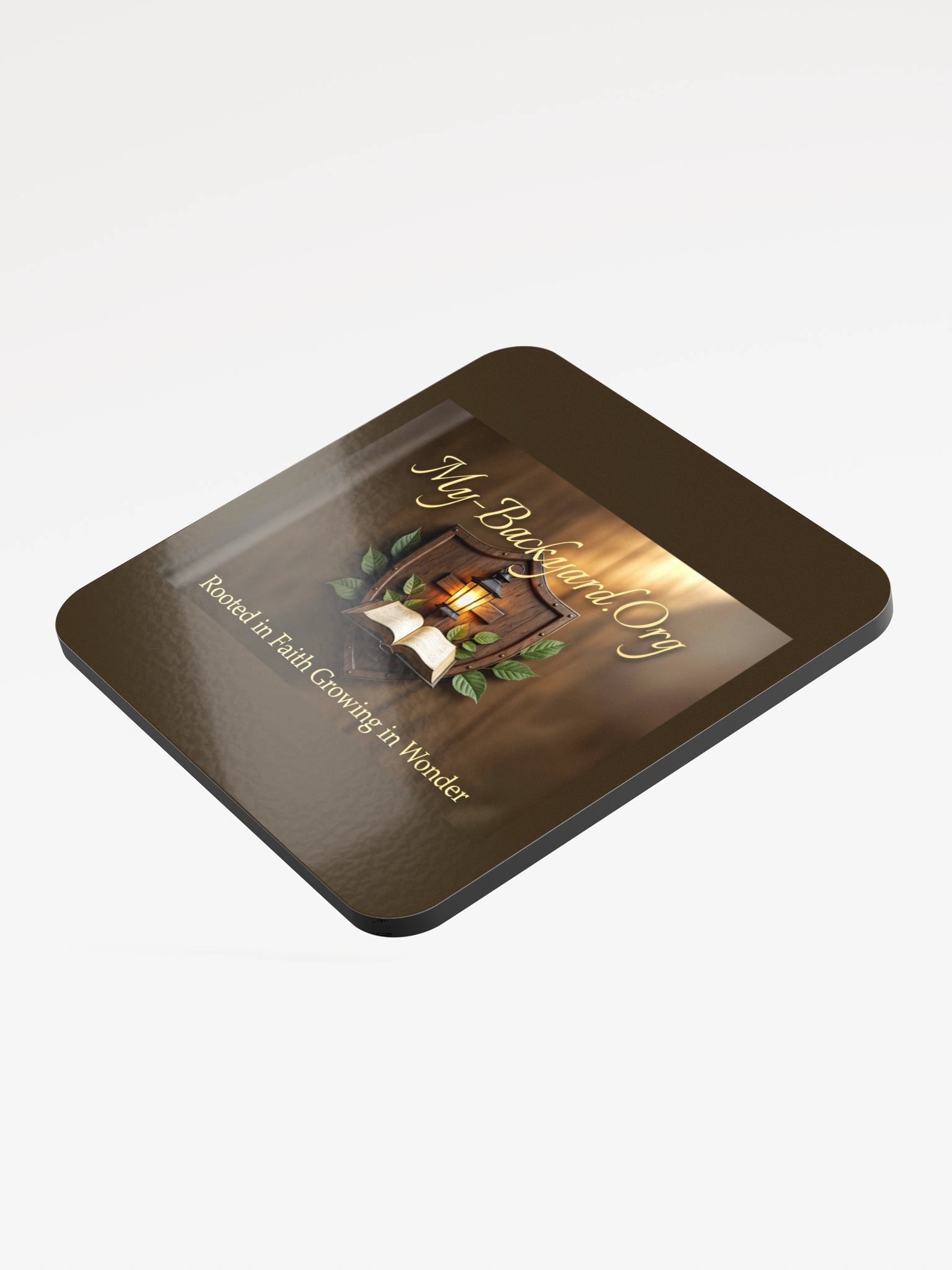 The Backyard Shield — Glossed Cork Coaster product image (3)