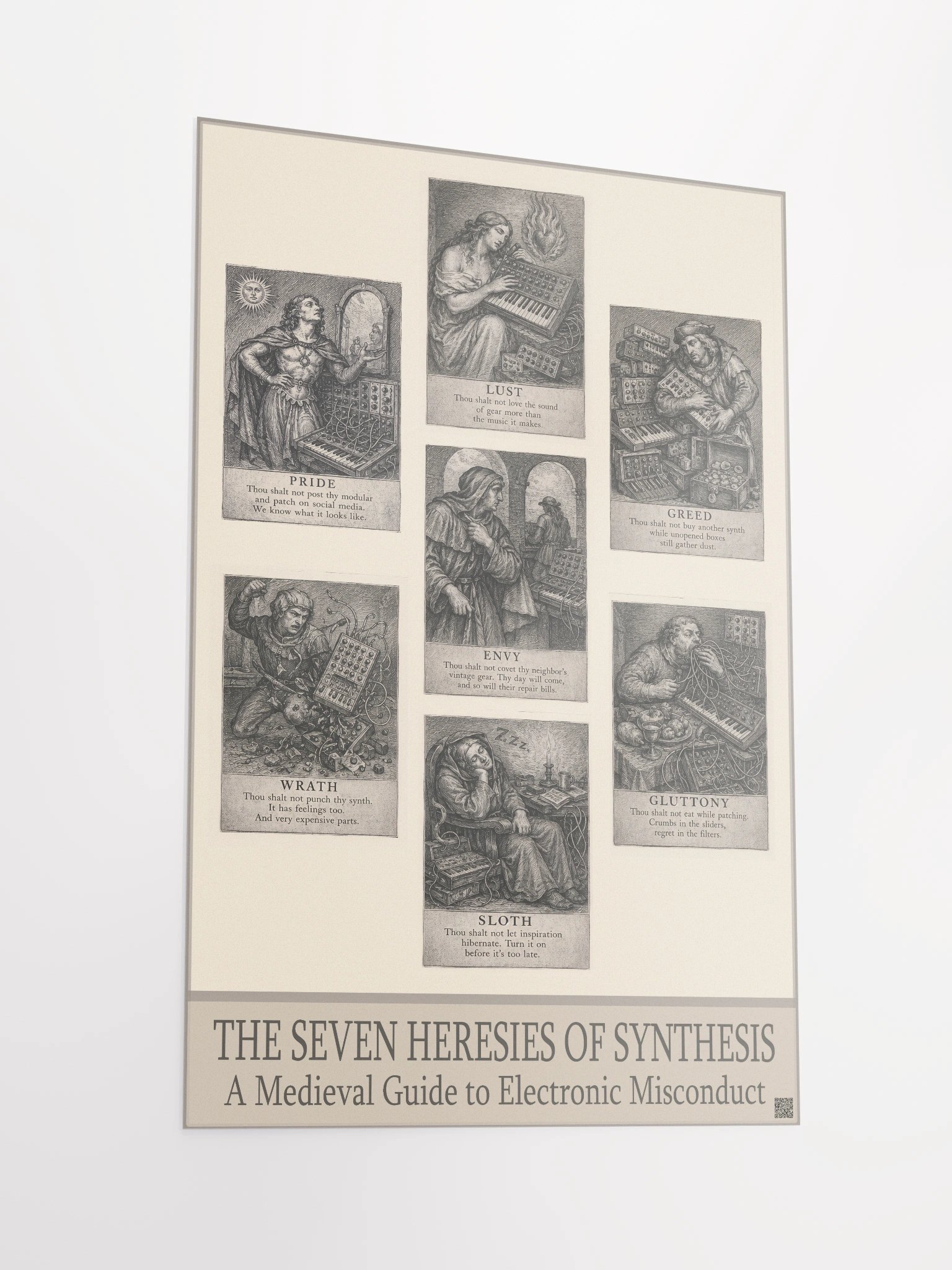 THE SEVEN HERESIES OF SYNTHESIS, by Frank Fonik, Techno EDM Matte Paper Poster product image (1)