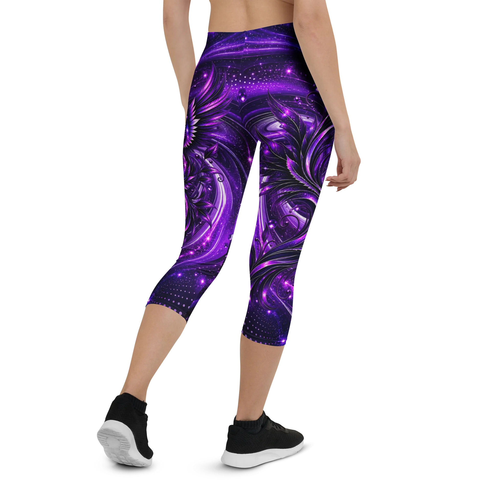 Cosmic Purple Abstract Capri Leggings product image (3)