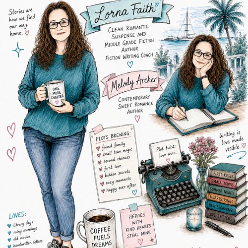 ❤️I love this new character sketch that Chat-GPT...made for my two author names. This time more of my favorite colors were in...