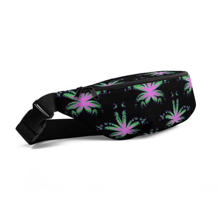 Cannabis Leaf 420 Fanny Pack, Pink Neon Green Black Stoner Bag, Weed Lover Accessory product image (2)