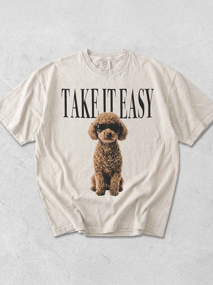 Take It Easy '90s Pop Vintage-Style T-Shirt for Miniature Poodle(Brown) Owners product image (1)