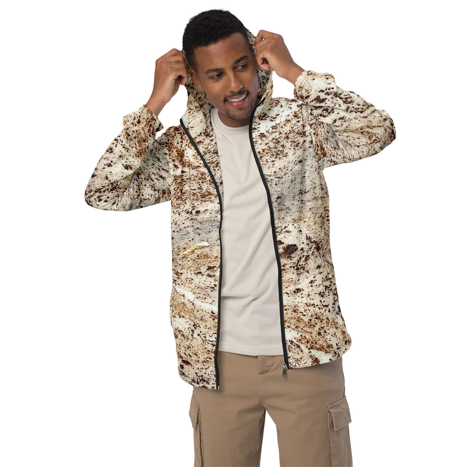 Espresso Swirl Unisex All-Over Print Marbled Cacao Lightweight Windbreaker product image (3)
