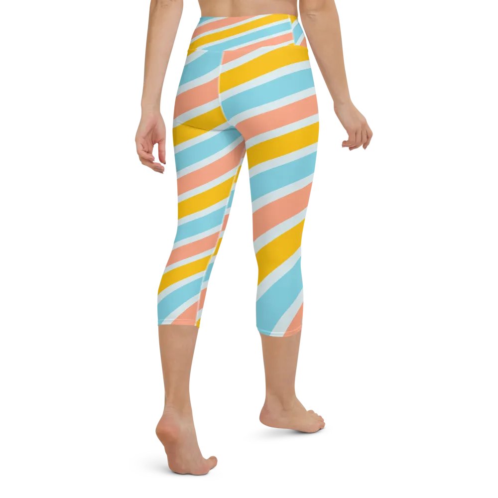 Cheerful Sorbet Stripes All-Over Print Capri Leggings product image (5)