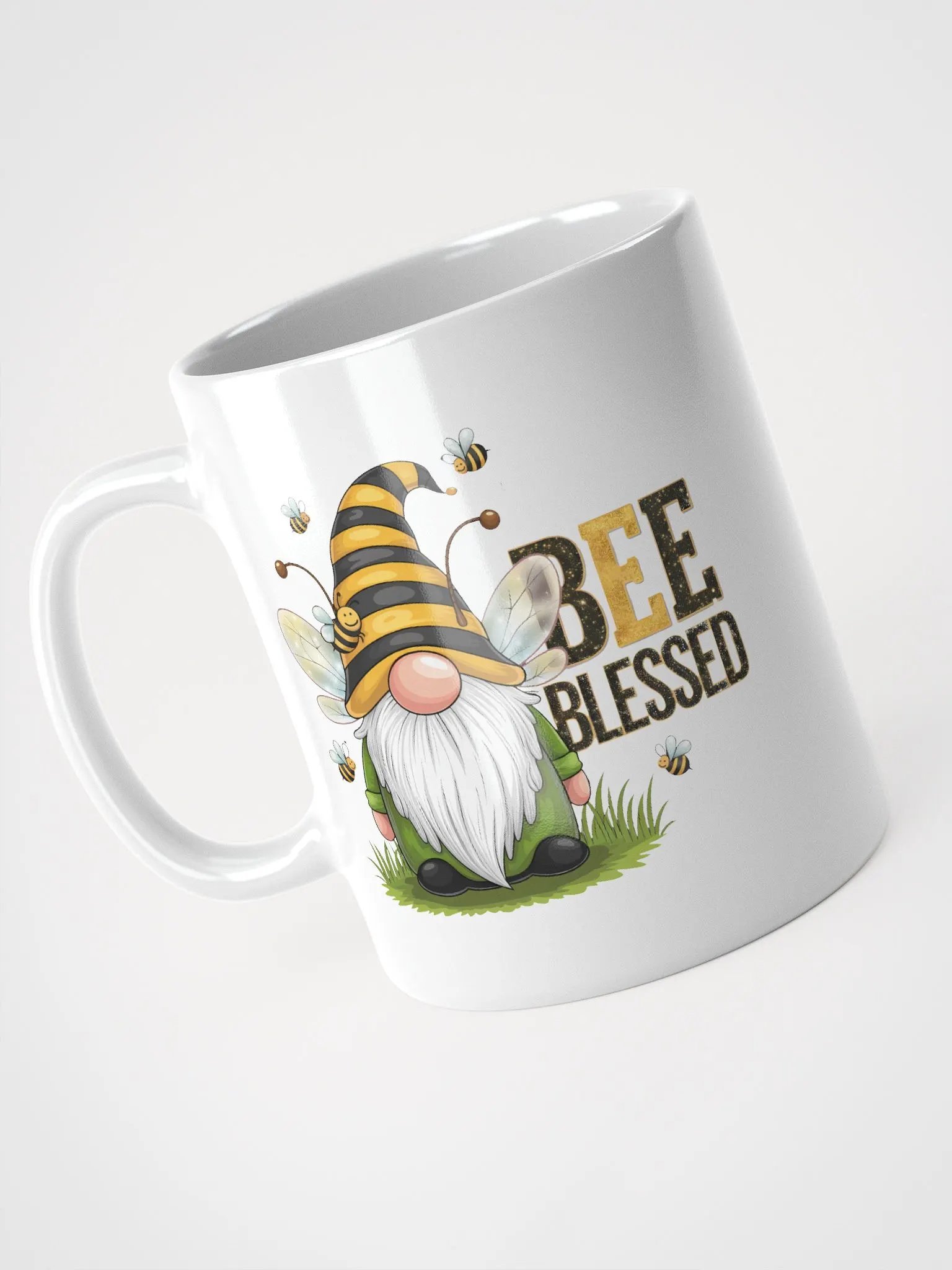 Bee Blessed Gnome White Glossy Mug product image (2)