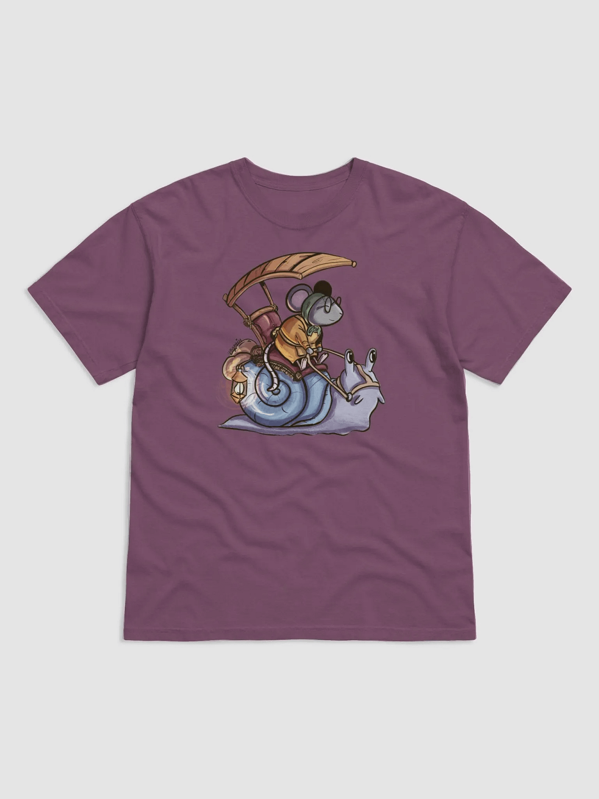 Mouse Riding Snail Grandma Mouse Riding Snail - Whimsical Fantasy T-Shirt | Yazminarts