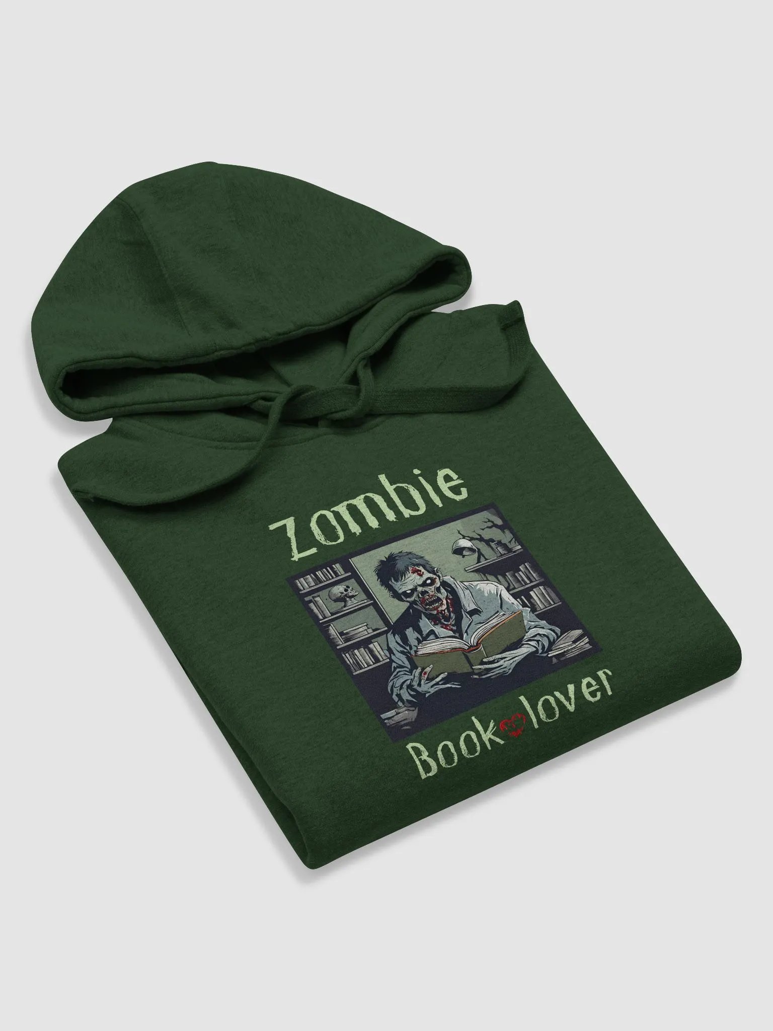Zombie Book Lover Man - Dark Green Unisex Hoodie product image (5)