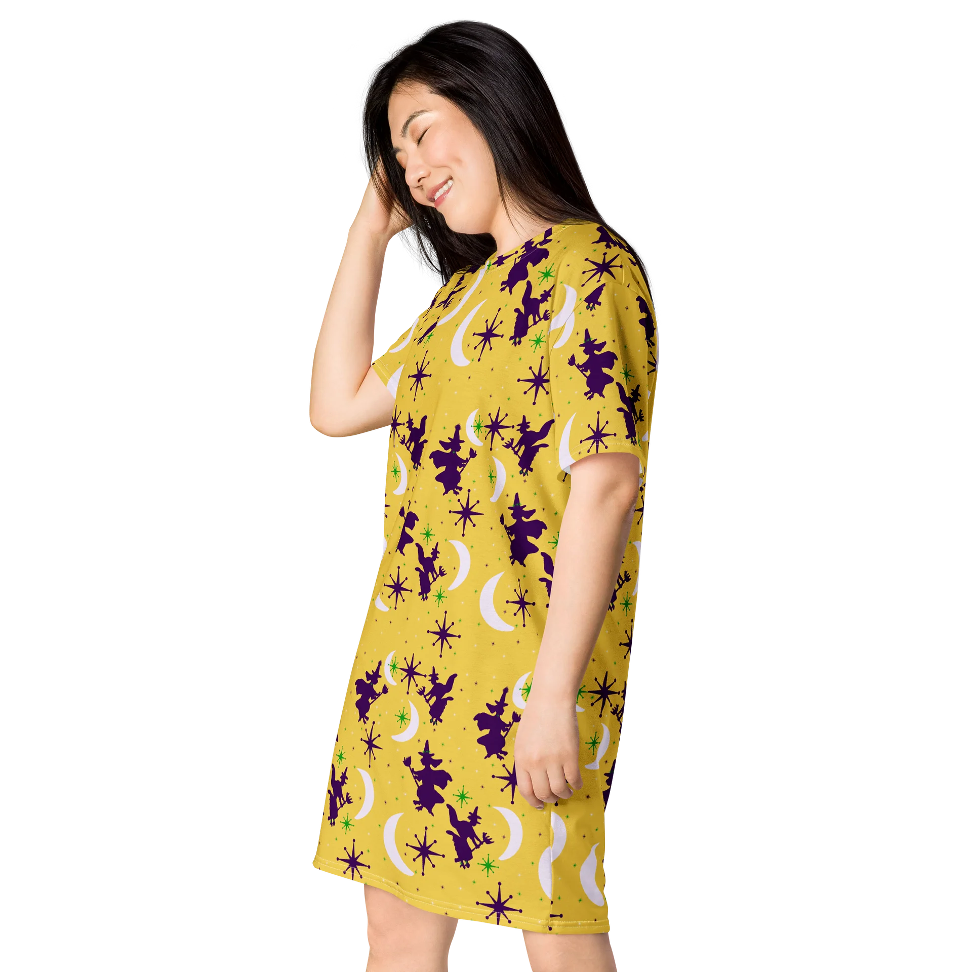 Witchy Halloween All-Over Print T-Shirt Dress product image (3)